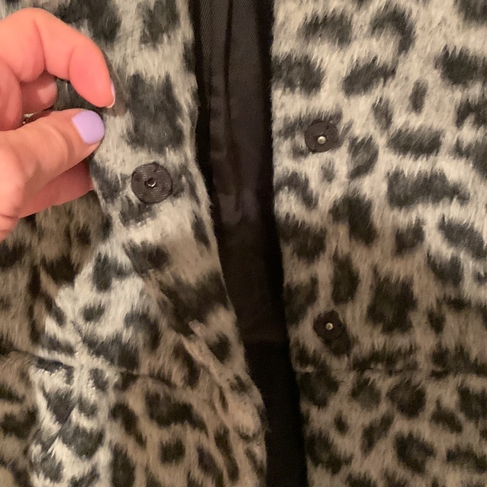 BCBGMAXAZRIA LUXURY DAVIE WOVEN FAUX FUR SHORT SLEEVE LEOPARD 🐆 PRINT JACKET S - Picture 5 of 11